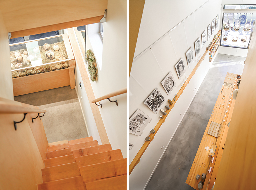 A steep staircase and 17-foot ceilings give WEND a townhouse-meets- treehouse vibe.