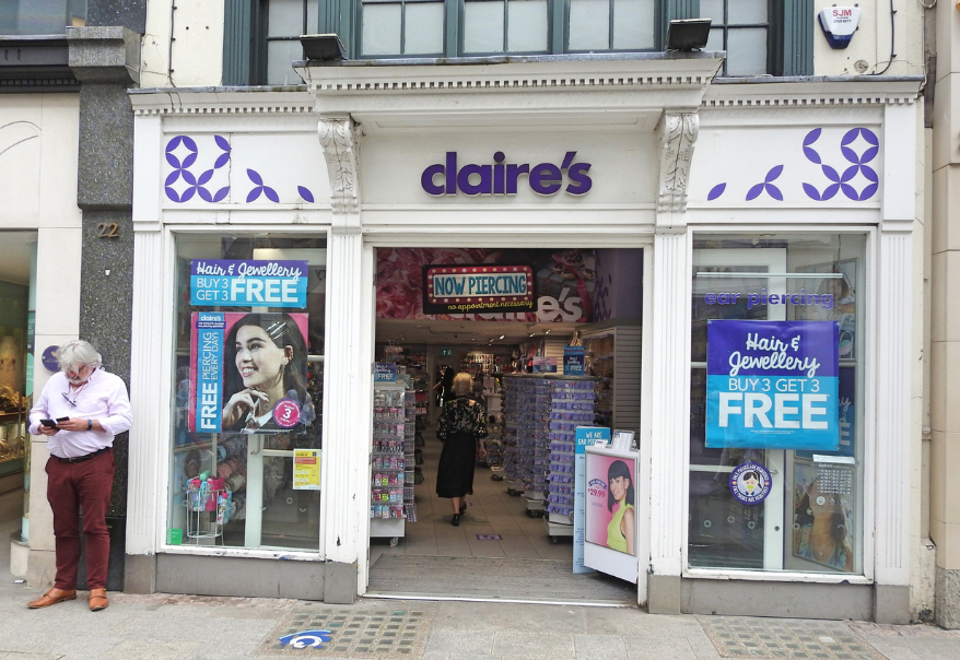 Claire's jewelry accessories store in Dublin, Ireland. iStock, Derick Hudson